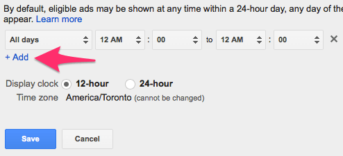 Adding time periods - creating an ad schedule in Google Adwords