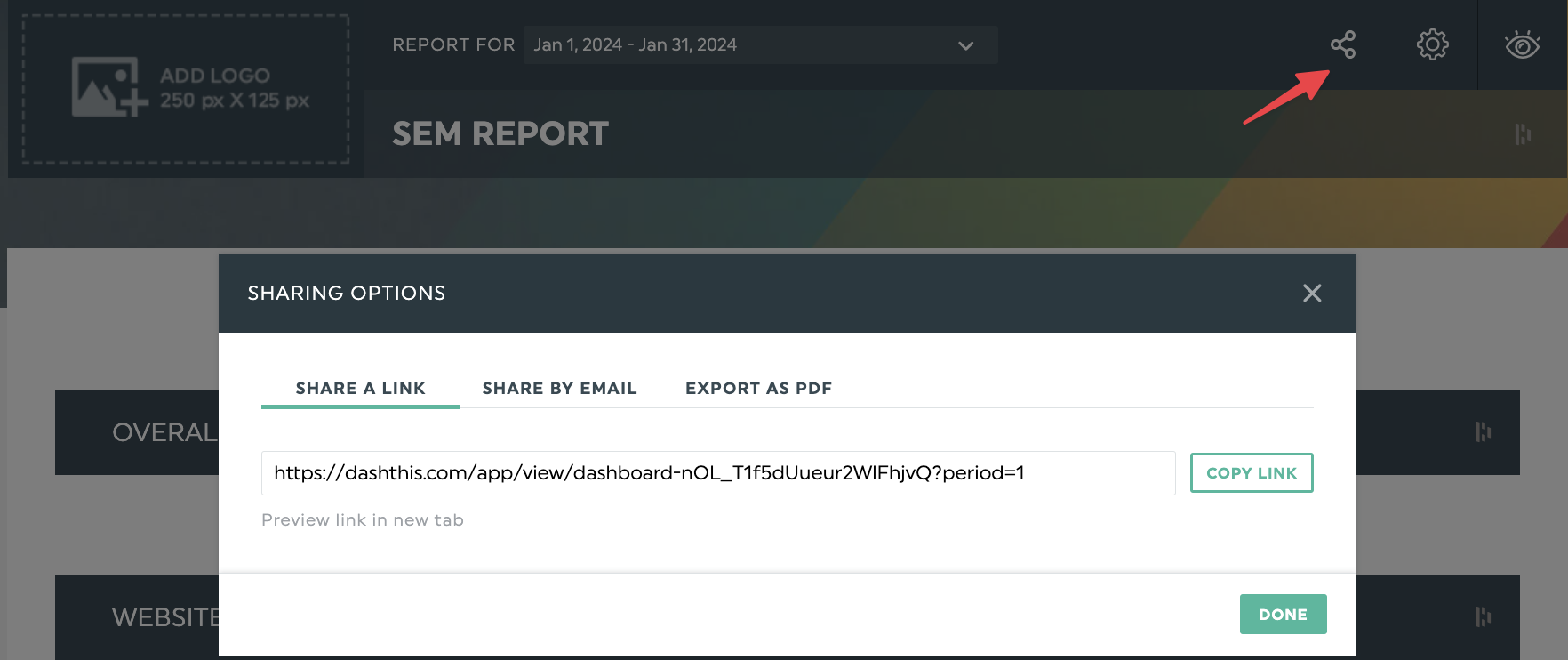 sem report sharing