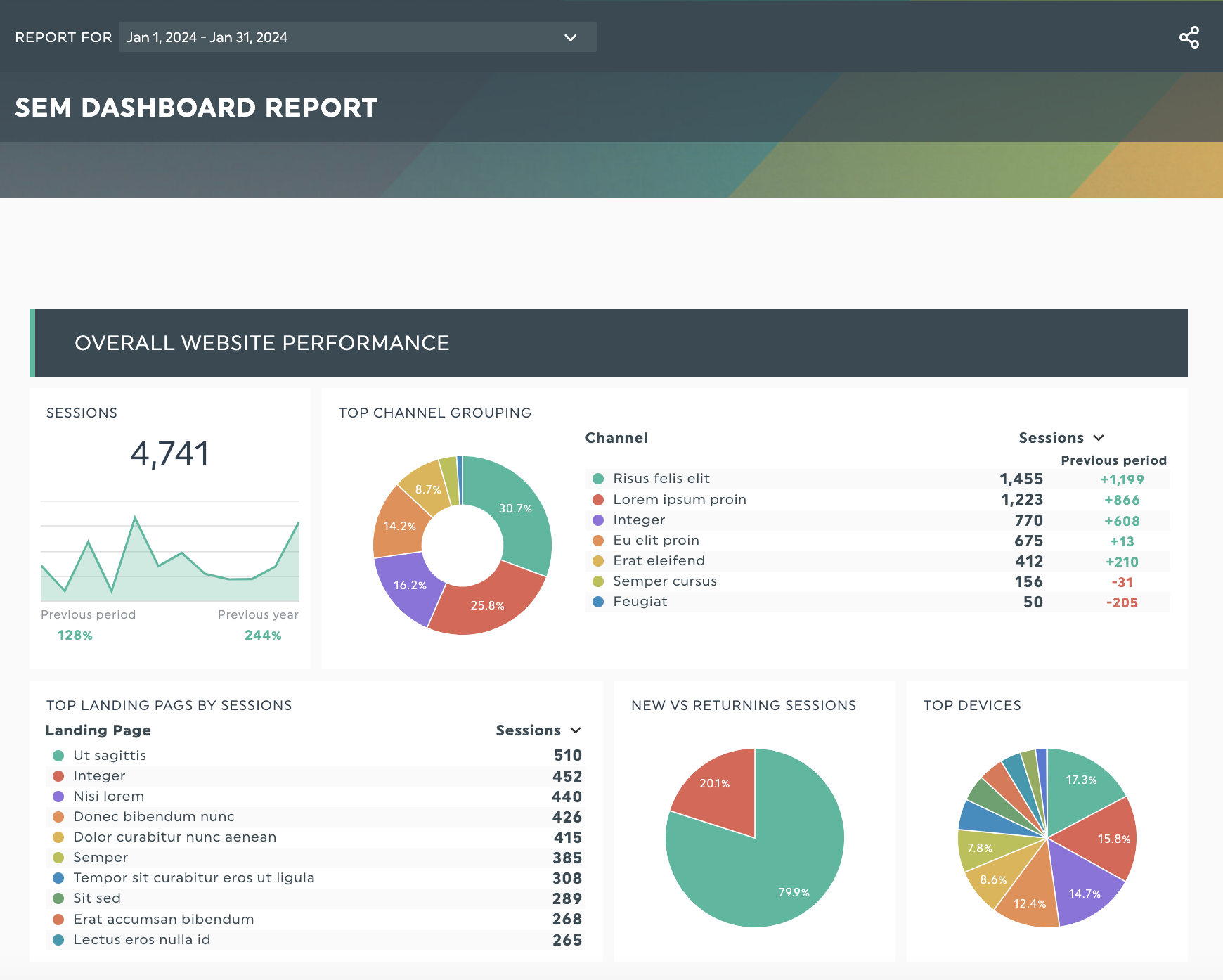 SEM Dashboard report