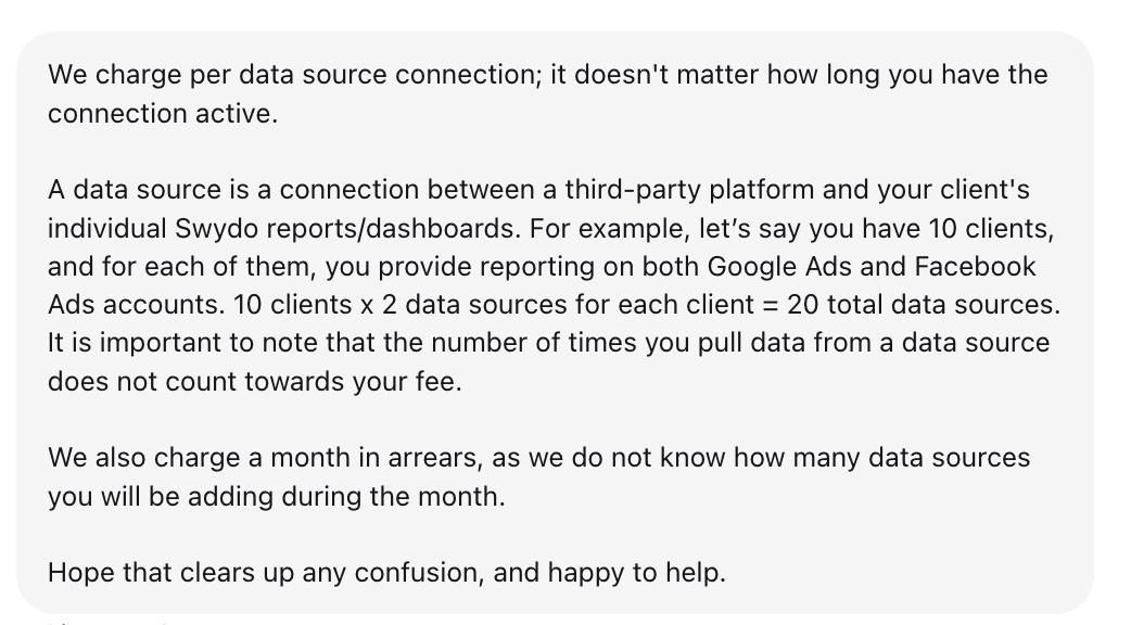 note from swydo support