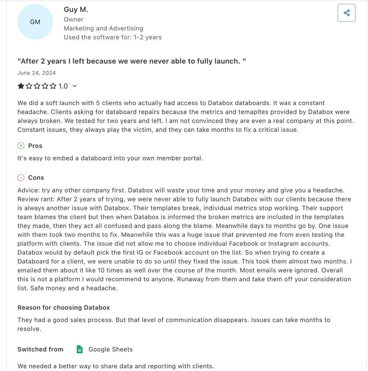 capterra review databox